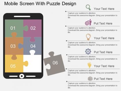 Mobile screen with puzzle design flat powerpoint desgin