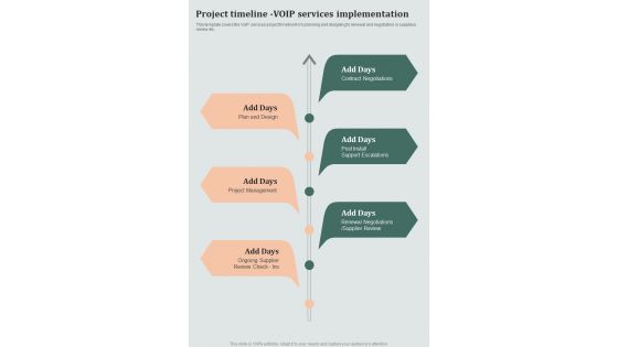 Mobile Voip Solution Project Timeline Voip Services Implementation One Pager Sample Example Document