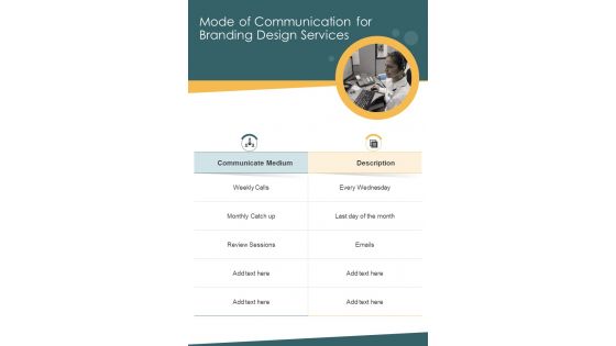 Mode Of Communication For Branding Design Services One Pager Sample Example Document