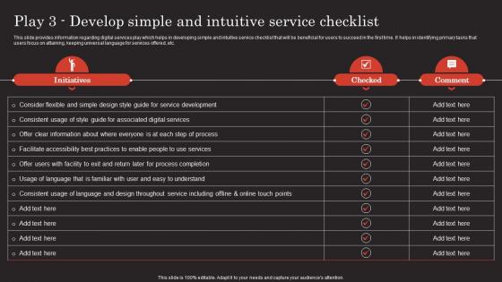 Modern Technology Stack Playbook Play 3 Develop Simple And Intuitive Service Checklist