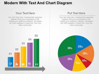 Modern with text and chart diagram flat powerpoint design