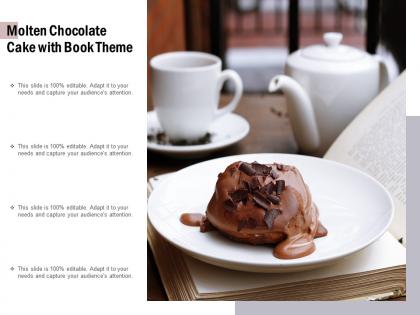 Molten chocolate cake with book theme