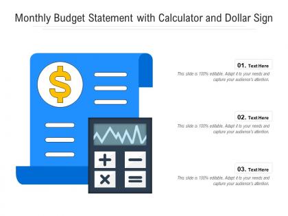 Monthly budget statement with calculator and dollar sign