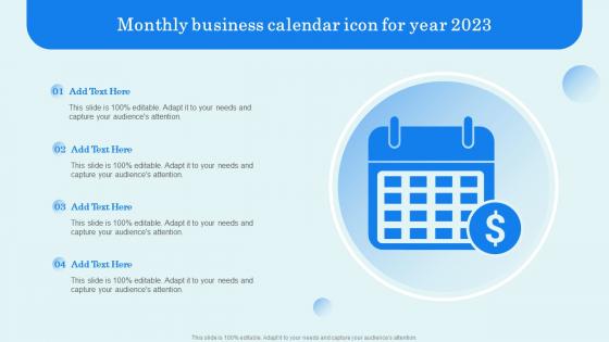 Monthly Business Calendar Icon For Year 2023