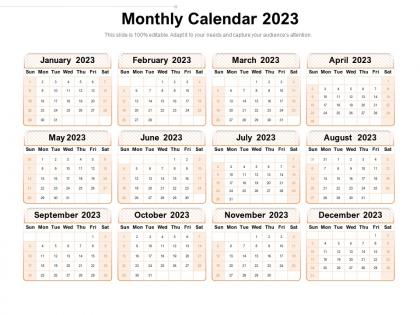 Monthly calendar 2023
