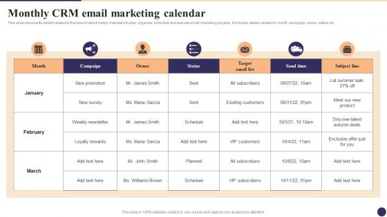 Monthly CRM Email Marketing Calendar CRM Marketing System Guide MKT SS V