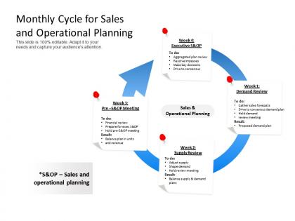 Monthly cycle for sales and operational planning