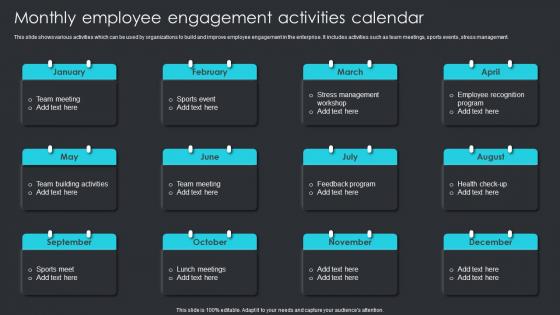 Monthly Employee Engagement Activities Calendar Employee Engagement Plan To Increase Staff