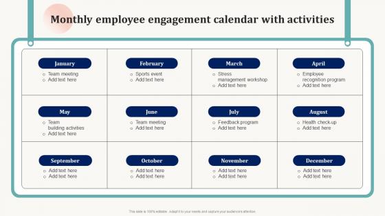 Monthly Employee Engagement Calendar With Activities Effective Employee Engagement