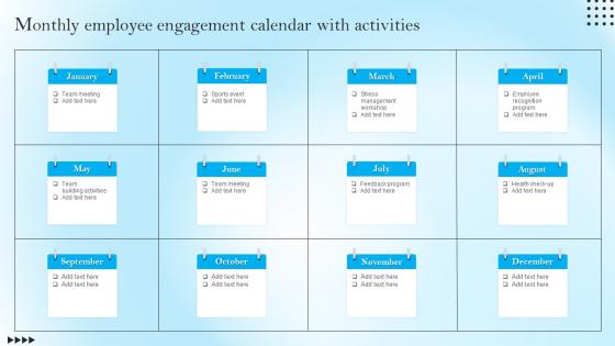 Monthly Employee Engagement Calendar With Activities Strategic Staff Engagement Action Plan