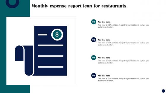 Monthly Expense Report Icon For Restaurants