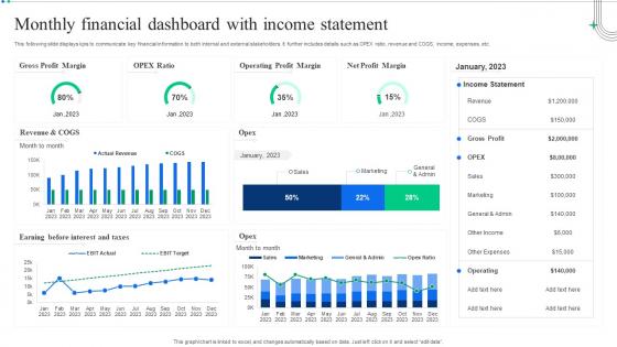Monthly Financial Dashboard With Income Statement