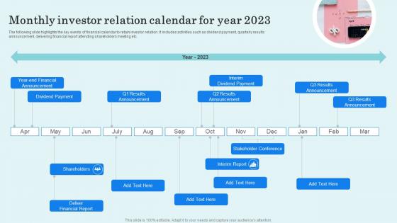 Monthly Investor Relation Calendar For Year 2023