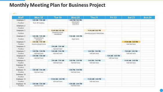 Monthly meeting plan for business project