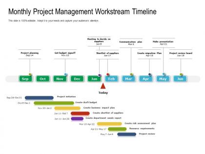 Monthly project management workstream timeline