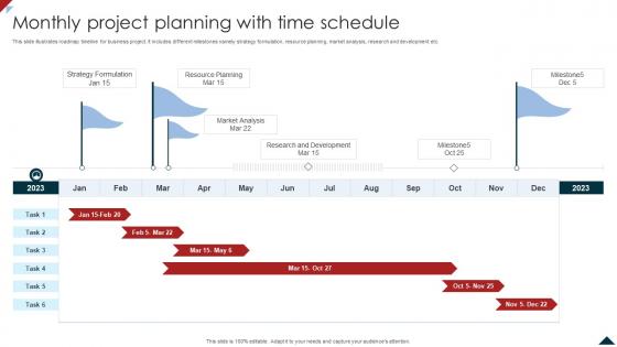 Monthly Project Planning With Time Schedule