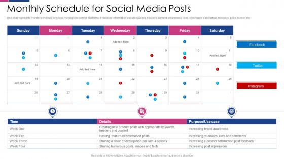 Monthly Schedule For Social Media Posts Social Media Engagement To Improve Customer Outreach