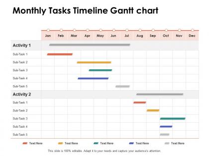 Monthly tasks timeline gantt chart ppt powerpoint presentation portfolio summary