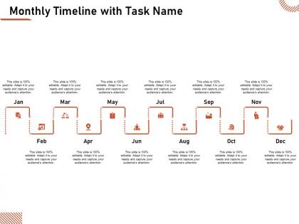 Monthly timeline with task name jan to december ppt presentation clipart