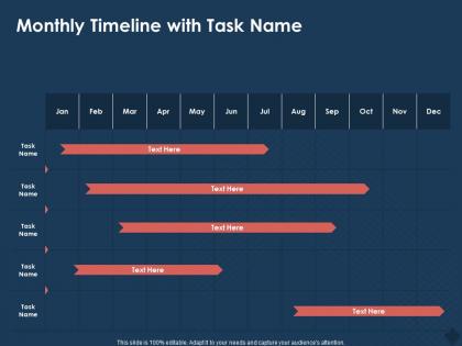 Monthly timeline with task name m776 ppt powerpoint presentation summary slide portrait