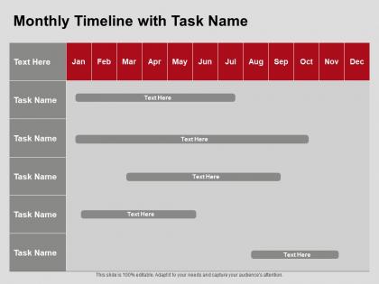 Monthly timeline with task name ppt powerpoint presentation styles information