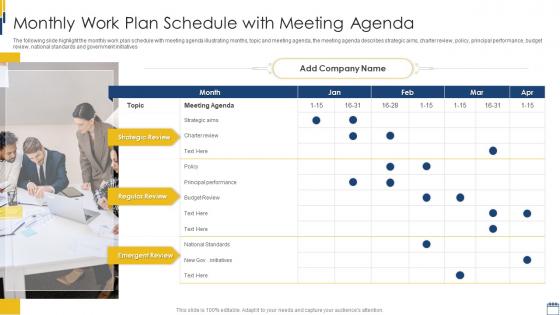 Monthly Work Plan Schedule With Meeting Agenda