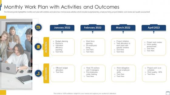 Monthly Work Plan With Activities And Outcomes