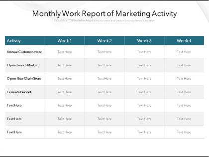 Monthly work report of marketing activity
