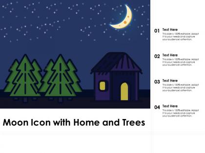 Moon icon with home and trees