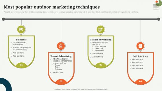 Most Popular Outdoor Marketing Techniques Offline Marketing Guide To Increase Strategy SS