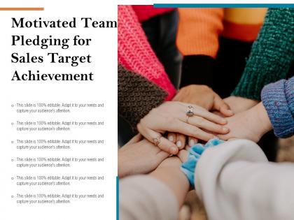 Motivated team pledging for sales target achievement