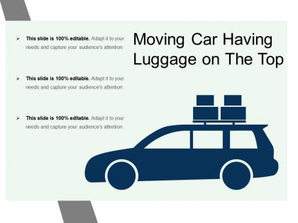 Moving car having luggage on the top