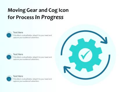 Moving gear and cog icon for process in progress