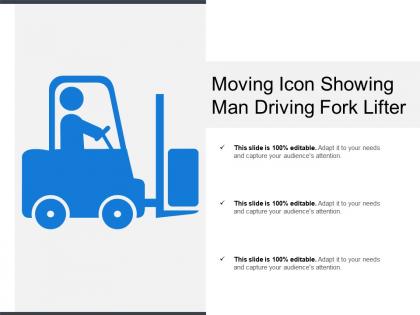 Moving icon showing man driving fork lifter