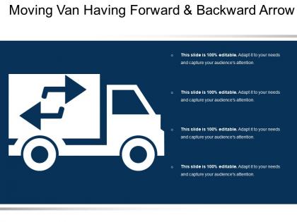 Moving van having forward and backward arrow