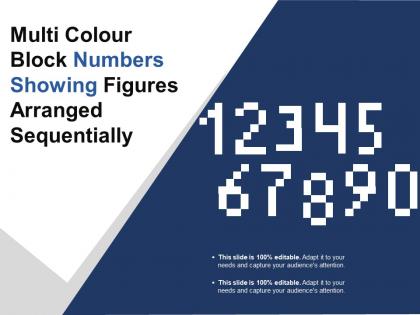 Multi colour block numbers showing figures arranged sequentially