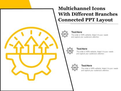Multichannel icons with different branches connected ppt layout