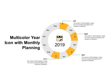 Multicolor year wheel with monthly planning