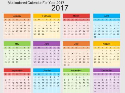 Multicolored calendar for year 2017 flat powerpoint design