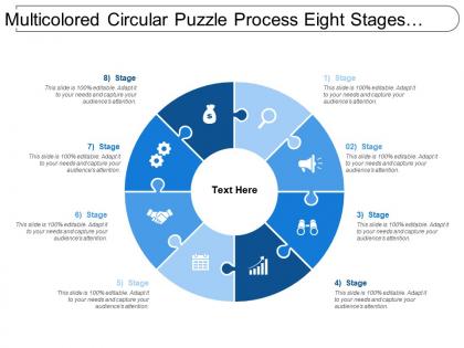 Multicolored circular puzzle process eight stages image