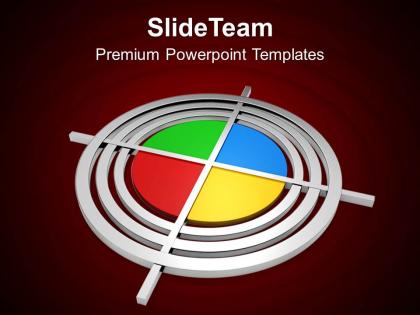 Multicolored pie chart with four divisions sales powerpoint templates ppt themes and graphics 0113