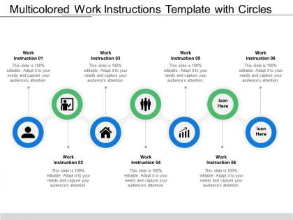 Multicolored work instructions template with circles and icons