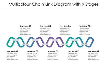 Multicolour chain link diagram with 9 stages