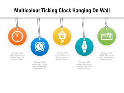 Multicolour ticking clock hanging on wall
