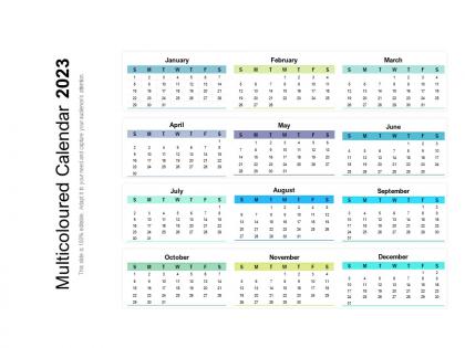 Multicoloured calendar 2023