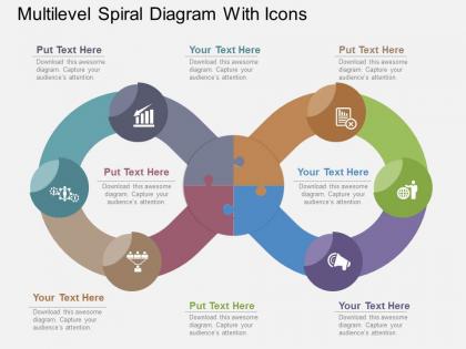 Multilevel spiral diagram with icons flat powerpoint design