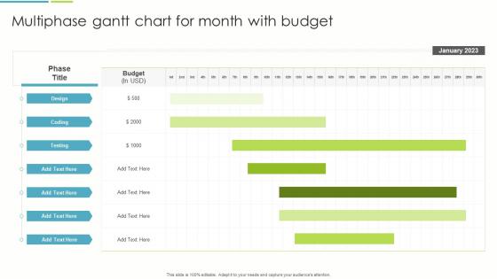 Multiphase Gantt Chart For Month With Budget
