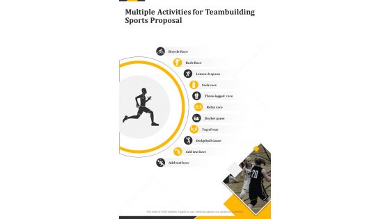 Multiple Activities For Teambuilding Sports Proposal One Pager Sample Example Document
