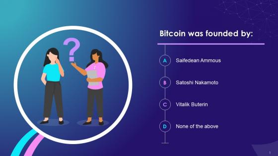 Multiple Choice Question On Bitcoin Founder Training Ppt