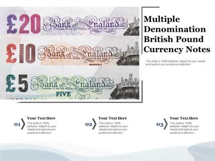 Multiple denomination british pound currency notes